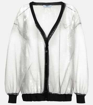 Cardigan aus Tüll mit Pailletten | Prada