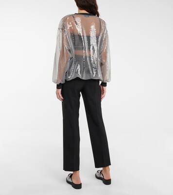 Cardigan aus Tüll mit Pailletten | Prada