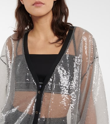 Cardigan aus Tüll mit Pailletten | Prada