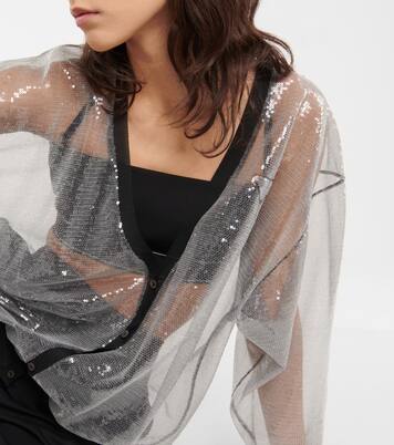 Cardigan aus Tüll mit Pailletten | Prada