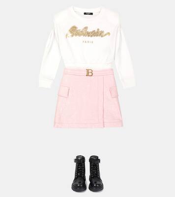 Jupe en coton mélangé enduit | Balmain Kids