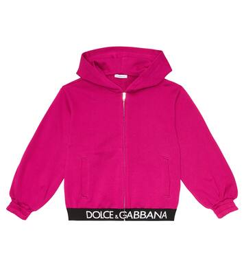 Sweat-shirt à capuche zippé en coton à logo | Dolce&Gabbana Kids