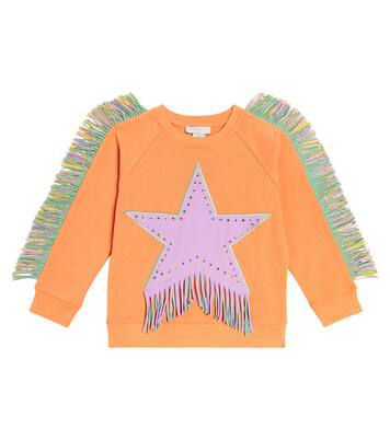 Fringed cotton jersey sweatshirt | Stella McCartney Kids