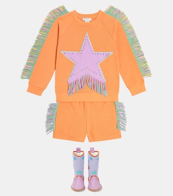 Fringed cotton jersey sweatshirt | Stella McCartney Kids