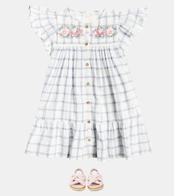 Carlina checked cotton and linen dress | Louise Misha