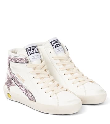Glitter leather sneakers | Golden Goose Kids
