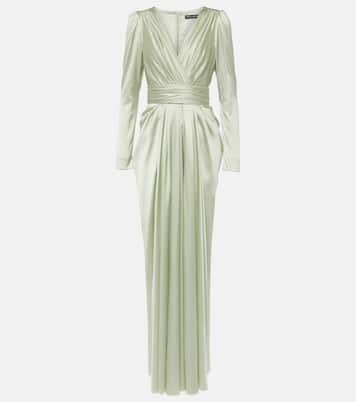 Gathered front-slit silk-blend gown | Dolce&Gabbana