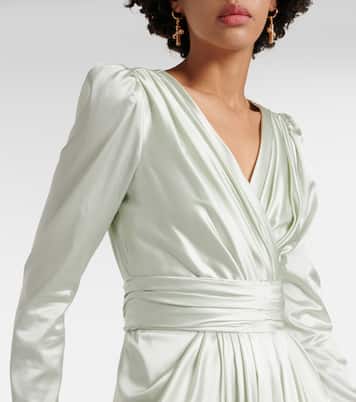 Gathered front-slit silk-blend gown | Dolce&Gabbana