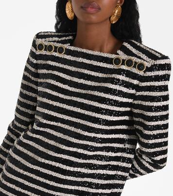 Robe rayée à sequins | Balmain