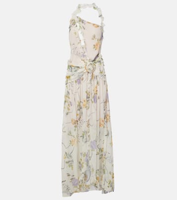 Robe longue en soie à fleurs | Blumarine