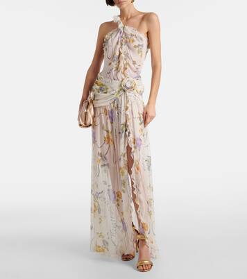Robe longue en soie à fleurs | Blumarine