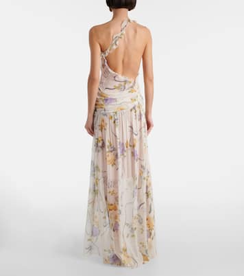 Robe longue en soie à fleurs | Blumarine
