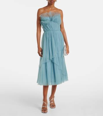 Dorea plissé tulle cocktail dress | Costarellos