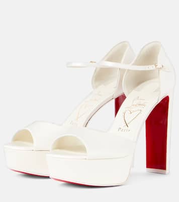 Sandales de mariée Sandaloo 130 à plateforme en crêpe de satin | Christian Louboutin