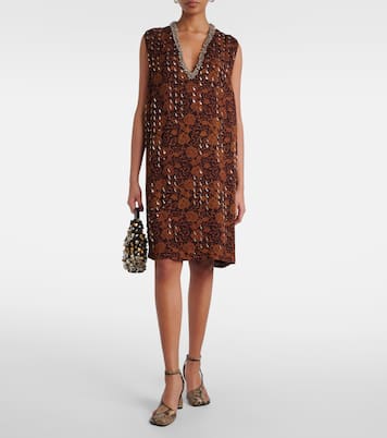 Verziertes Midikleid aus Georgette | Dries Van Noten