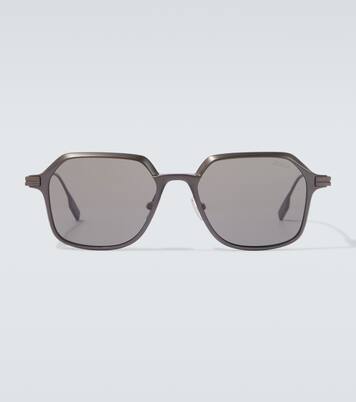 Oversized aluminum square sunglasses | Zegna