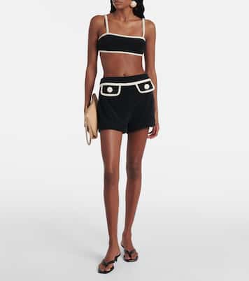 Shorts en mezcla de algodón de tiro alto | Adriana Degreas