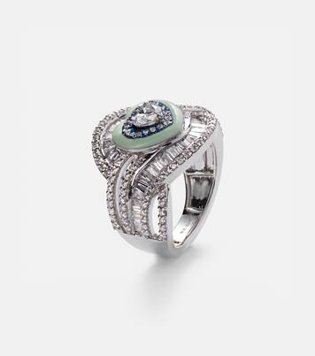 18kt white gold and titanium pinky ring with diamonds | Kamyen