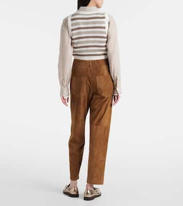 Pantalon droit en daim | Brunello Cucinelli