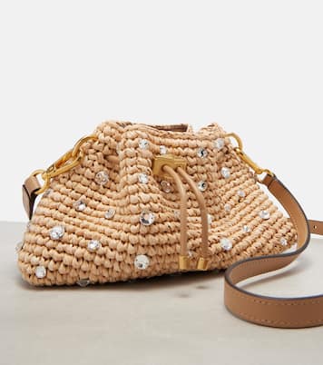 Verzierte Tote Bag Cinch Small aus Raffiabast | Jimmy Choo