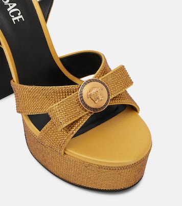 Plateausandalen Gianni Ribbon 140 mit Kristallen | Versace