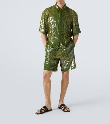 شورت برمودا مزيّن بالترتر | Dries Van Noten
