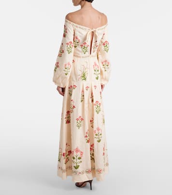 Senlis Canna off-shoulder linen maxi dress | Agua by Agua Bendita