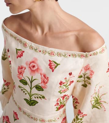 Senlis Canna off-shoulder linen maxi dress | Agua by Agua Bendita