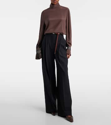 Monili turtleneck silk blouse | Brunello Cucinelli