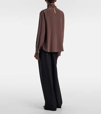 Monili turtleneck silk blouse | Brunello Cucinelli