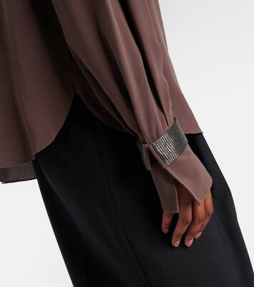 Monili turtleneck silk blouse | Brunello Cucinelli