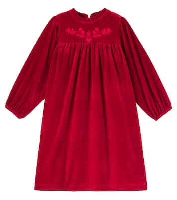 Domitilla embroidered ruffled velvet dress | C'era Una Volta