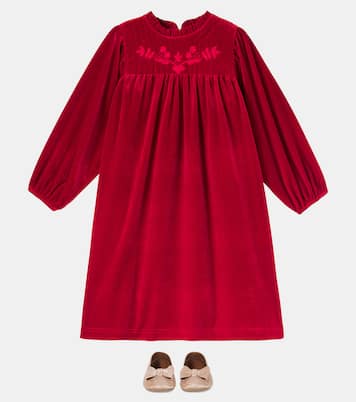 Domitilla embroidered ruffled velvet dress | C'era Una Volta