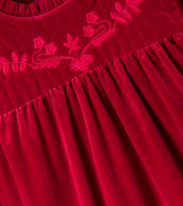 Domitilla embroidered ruffled velvet dress | C'era Una Volta