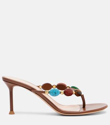 Embellished leather thong sandals | Gianvito Rossi