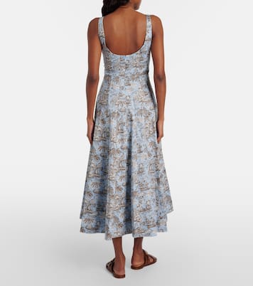 Wells floral cotton poplin midi dress | Staud