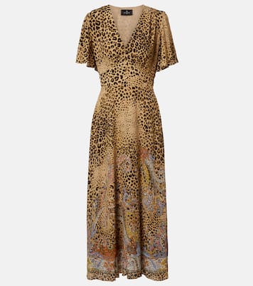 Paisley leopard-print midi dress | Etro