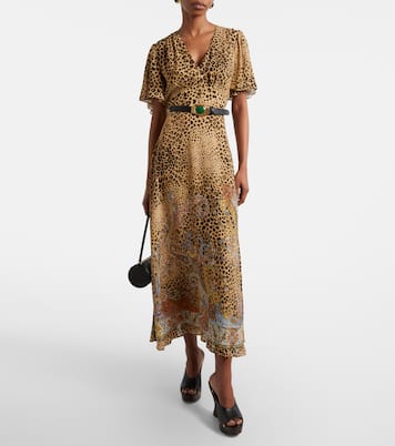 Paisley leopard-print midi dress | Etro