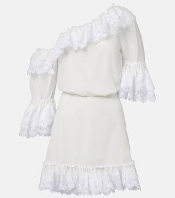 Embroidered ruffled cotton poplin minidress | Saint Laurent