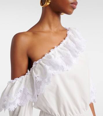 Embroidered ruffled cotton poplin minidress | Saint Laurent