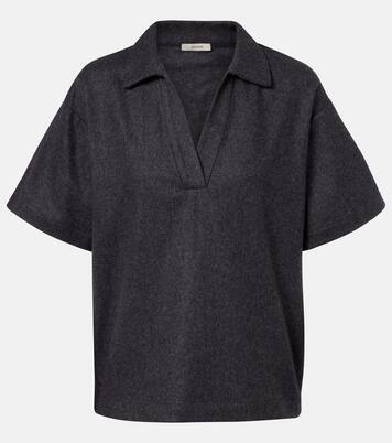 Modena wool and cashmere flannel polo shirt | Asceno