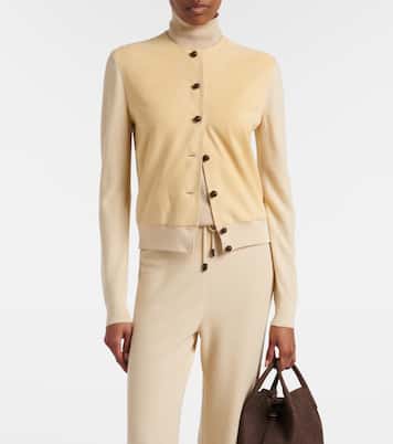 Acacia suede-trimmed cashmere and silk cardigan | Loro Piana