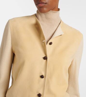 Acacia suede-trimmed cashmere and silk cardigan | Loro Piana