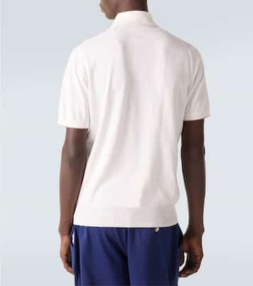 Polo in maglia di piqué di cotone con ricamo | Brunello Cucinelli