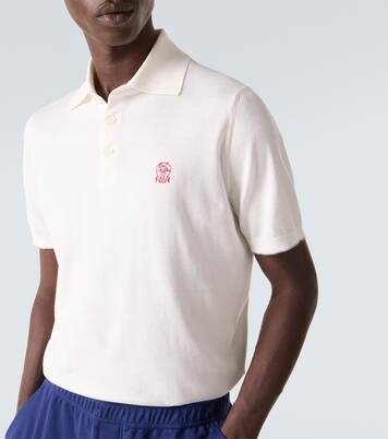 Polo in maglia di piqué di cotone con ricamo | Brunello Cucinelli