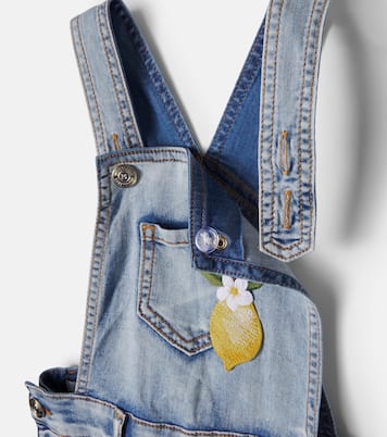 Salopette di jeans con ricamo | Monnalisa
