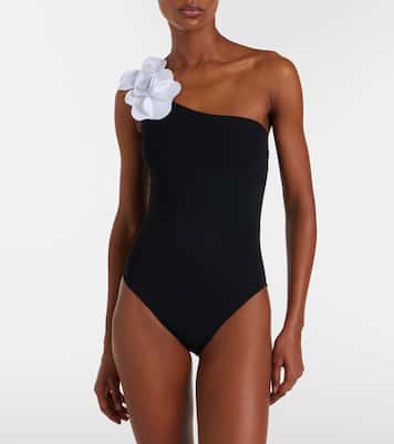 Tess one-shoulder floral-appliqué swimsuit | Karla Colletto