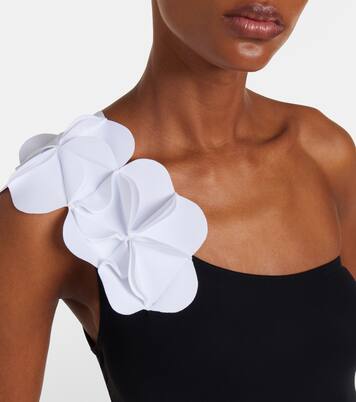 Tess one-shoulder floral-appliqué swimsuit | Karla Colletto