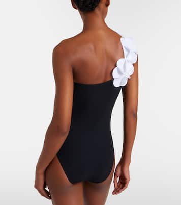 Tess one-shoulder floral-appliqué swimsuit | Karla Colletto