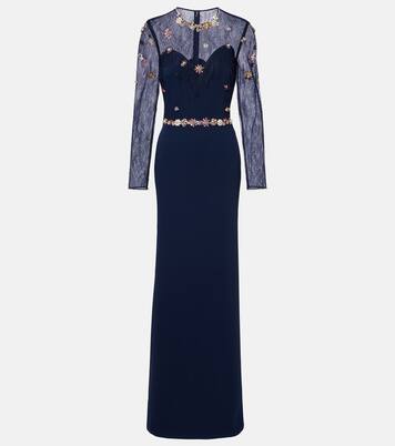 Embellished lace-trimmed gown | Costarellos